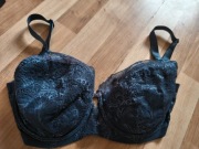 Esotiq grafitowy szary stanik jak nowy koronka modelujący 75F