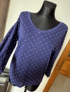 House Basic damski sweterek sweter niebieski w białe kropki kropeczki r M/L