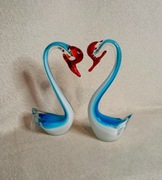 Szklane figurki łabędzi, Murano, zestaw