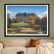 Pszczyna pałac zamek muzeum - ilustracja w stylu  Art Deco 60x40cm