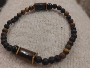 Piękna męska bransoletka z kamieni naturalnych, turmalin, tygrysie oko...