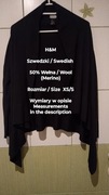 H&M  Szwedzki damski luźny sweter / narzutka, 50% Wełna (Merino), Roz. XS/S