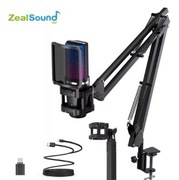 Mikrofon USB RGB ZealSound + Ramię Studyjne | Streaming - Gaming - Podcast