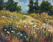 A.Giża PEJZAŻ - WIOSNA obraz olejny 30/24 cm NATURA ŁĄKA