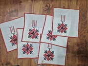 SERWETKI HAFTOWANE- PRL- 6 SZTUK