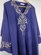 Długa koszula tunika damska kaftan fioletowa złote zdonienia Fashion XL