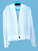 Bluzka NICOLAI. Biała, haft richelieu. 100% bawełna. Roz. 38/M