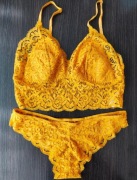 Komplet bielizny stanik biustonosz majtki koronka 