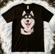 Koszulka czarna męska z nadrukiem Husky rozmiar L