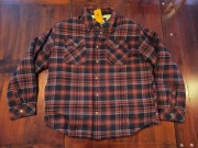 Bawełniana kurtka flanelowa tartan z misiem sherpa nowa XL