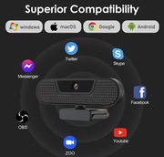 VIZOLINK Kamera Internetowa 2K 1080P Autofokus USB Mikrofon