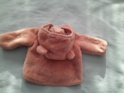 Kurtka wiosenna H&M 56 62 68 z uszami bluza sweter róż pudrowy 2 - 6 m 