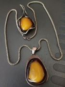 Srebrny wisiorek z mlecznym bursztynem srebro łańcuszek naszyjnik broszka