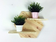 DREWNIANA półka heksagon, plaster miodu,  ścienna, wisząca, 0030