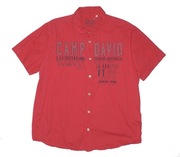 CAMP DAVID_Cudna KOSZULA_czerwona napisy hafty logowana_XL