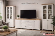 Komoda LONDYN 160` Biały Dąb + Naturalny BLAT KOLORy RAL BEKAS Producent 