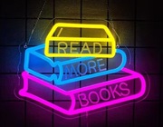 NEON SZYLD READ MORE BOOKS KSIĄŻKA LAMPKA  PREZENT KSIĘGARNIA ANTYKWARIAT 