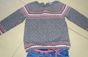 Komplet: sweterek i spodnie jeans H&M r. 80-86