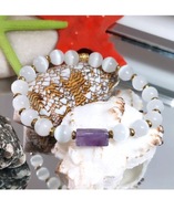 BRANSOLETKA KAMIEŃ AMETYST KWARC  HEMATYT DAMSKA NA PREZENT ŚWIĘTA 