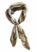 Piękna apaszka beż kremowa 70x70  złoty pierścień gratis