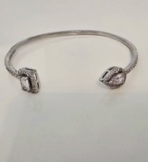 Srebrna regulowana bransoletka cyrkonie kryształki bransoleta