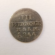 3 fenigi 1844 Wielkie Księstwo Meklemburgii-Schwerin Fryderyk Franciszek II