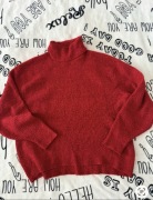 Sweter z golfem golf czerwony bordowy