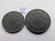 Zestaw 10gr+20gr 1939 rok Monety cynkowe Generalna Gubernia Super stan   