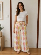 Spodnie długie szwedy szerokie romby włoskie żółty 