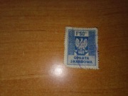 Znaczek skarbowy pocztowy opłata skarbowa 1zł 50gr Polska lata 40