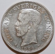 Srebrna moneta 2 Korony Szwecja 1926. 0,39 uncji (oz) Ag 999 .Czytaj opis.