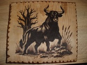 obrazek wypalony w drewnie, BYK, Fajne na prezent