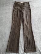 Brązowe eleganckie spodnie dzwony w kant w pepitkę kratkę H&M 34 jak nowe