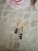 Kolczyki handmade z naturalnych kamieni srebro pozłacane onyks ametyst awe