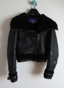 Burberry London Blue Label skórzana kurtka futro kożuch  38 ramoneska