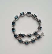 Bransoletka srebro, Topaz London Blue i Biały Cyrkon  