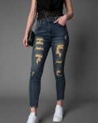 Spodnie jeansowe M.Sara vintage premium skinny jeans przetarcia z podszewką
