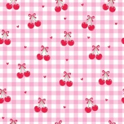 Dzianina jersey bawełna z elastanem wiśnie kratka 0,5mb