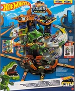 HOT WHEELS ZESTAW MEGA GARAŻ PARKING Atak T-Rexa + 2 autka