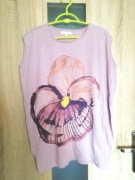 Jasnoróżowa bluzka z kwiatem bez rękawów rozmiar M