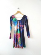 Galaxy Rainbow Long Sleeve Black Milk Sukienka Kosmos L Vintage