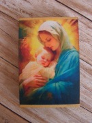 Obrazek na drewnie - "Matka Boża z Dzieciątkiem" - rękodzieło