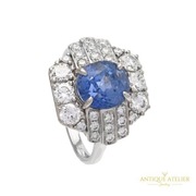 Pierścionek platyna z birmańskim szafirem 3,45 ct no heat | GRS