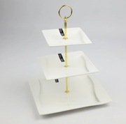 PATERA PORCELANOWA PIĘTROWA BIAŁA NOWOCZESNA NA CIASTO OWOCE 3-POZIOMOWA