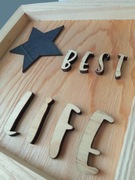 OBRAZEK DREWNIANY ozdoba ścienna 3D TABLICZKA Z NAPISEM BOHO DREWNO