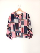 retro lata 80te 90te vintage różowa geometryczna koszula we wzory 42 40XL