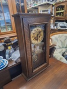 Stary drewniany zegar Junkers wiszący stara sygnatura 