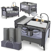 Łóżeczko turystyczne Costway Park z materacem – szary, 76x110 cm 