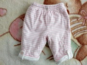 Białe różowe spodnie ocieplane Zip Zap 56 haft królik w paski