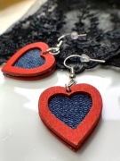 Piękne kolczyki handmade jeans Zara serce stal cudo